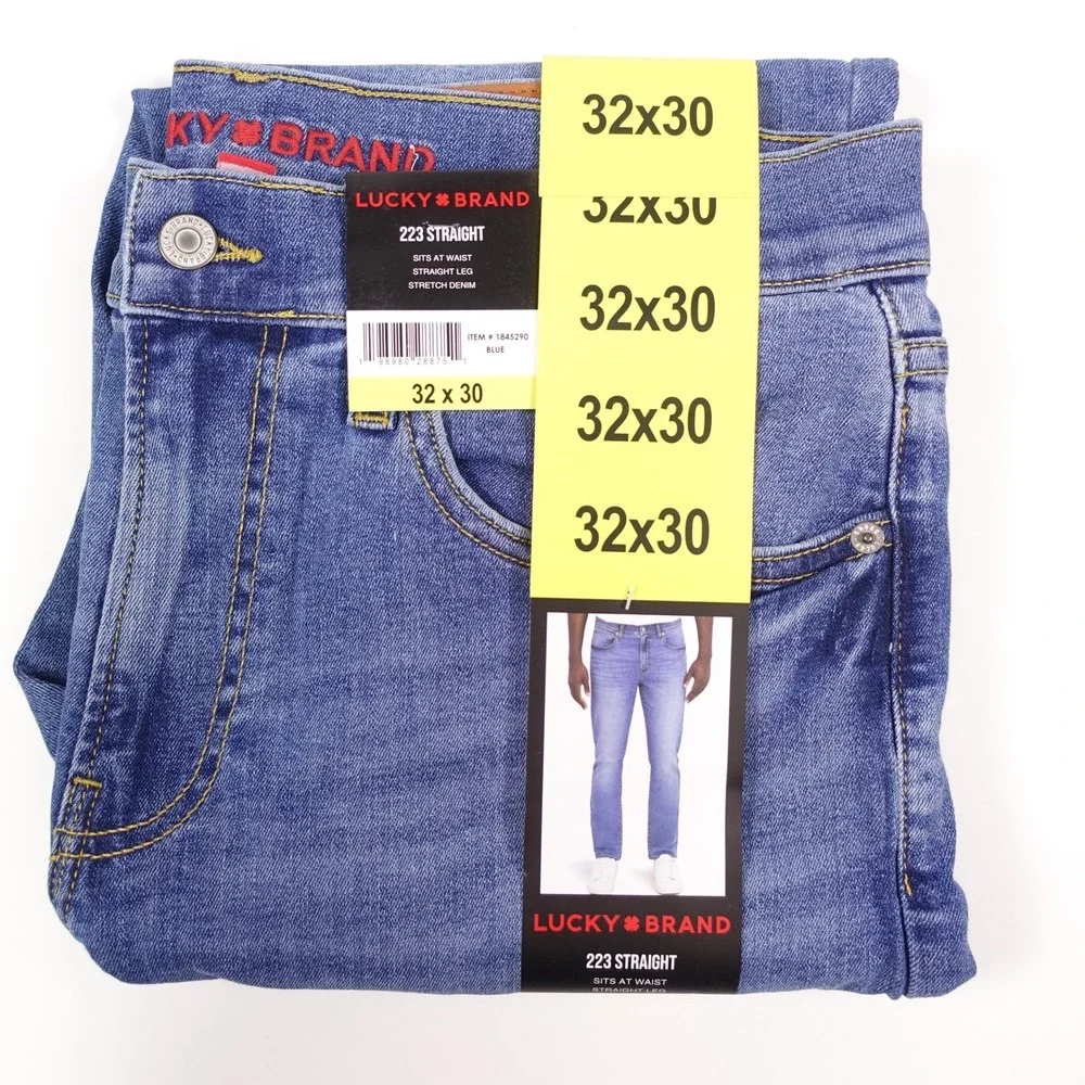 Lucky Brand 223 Straight Leg Mens Blue Stretch Denim Jeans 32x30 NEW 1845290